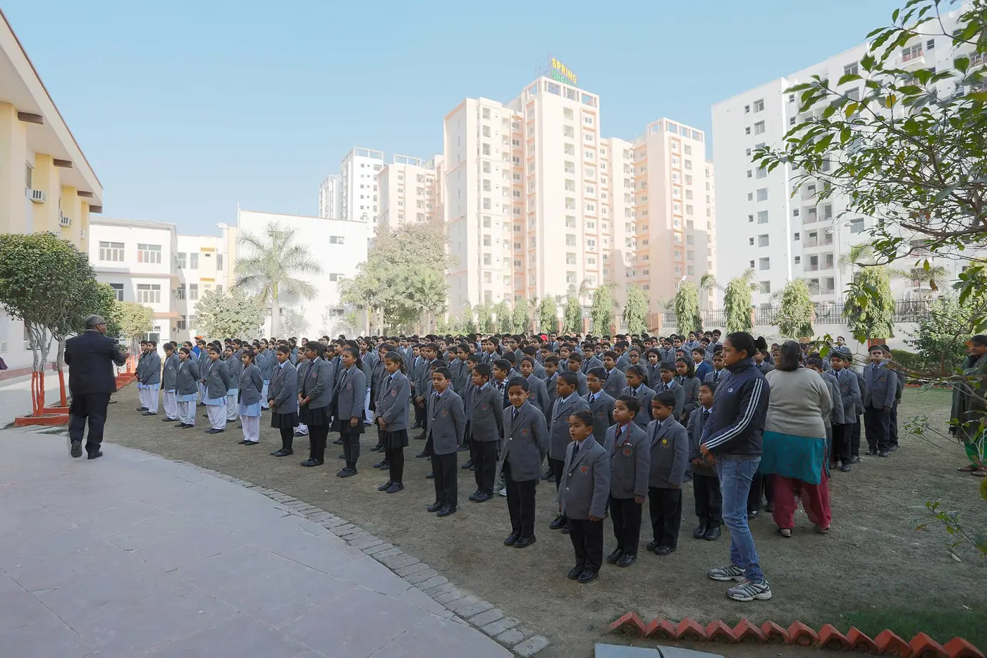 Morning assembly at a city school